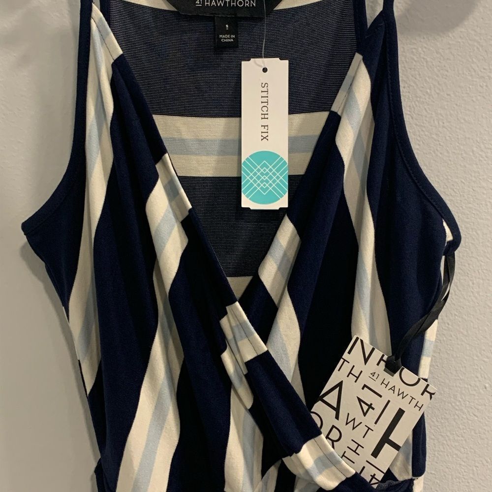 41 Hawthorn Blue and White Spaghetti Strap Sundress - Picture 3 of 8